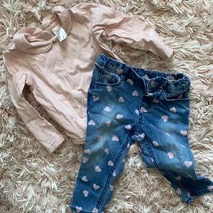 Baby girl H&M shirt and jeans pants set